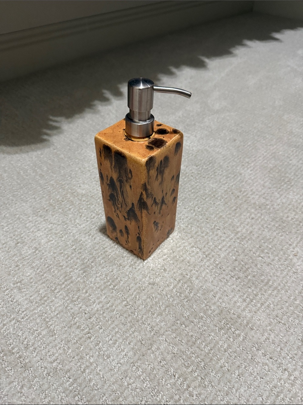 Ceramic Brown and Black Soap Dispenser with Stainless Pump